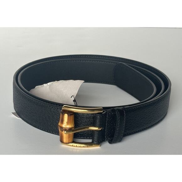 Gucci Men’s Leather Dollar Pigprint Belt Black 120/48 Italy 699954 NWT - Picture 1 of 9